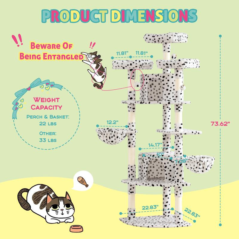SHA CERLIN 73-Inch Fan-Shaped Corner Cat Tree for Indoor Cats -Save Space with Multi-Level Perches, Condo, Sisal Scratching Posts (Blue/Gray/Beige/Pink/Leopard/White&Black Spot)#Tiktokshopfalldealsforyou#Christmasgifts #Winterfashion