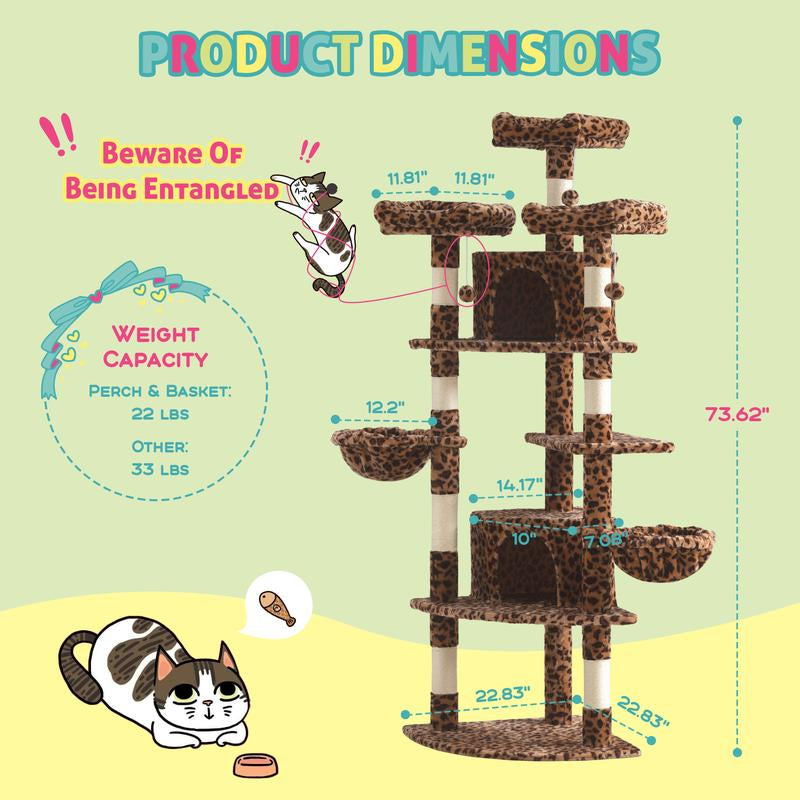 SHA CERLIN 73-Inch Fan-Shaped Corner Cat Tree for Indoor Cats -Save Space with Multi-Level Perches, Condo, Sisal Scratching Posts (Blue/Gray/Beige/Pink/Leopard/White&Black Spot)#Tiktokshopfalldealsforyou#Christmasgifts #Winterfashion